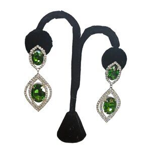Large Green Crystal Chandelier Earring